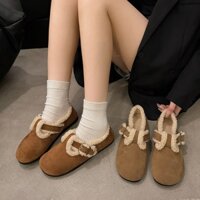 Giày nữ đế bệt cổ lông khuy cài kiểu dáng trẻ trung, năng động 2024