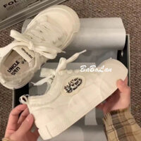 Giày Nữ Đế Dày Giày Trắng 2025 Phong Cách Mùa Xuân Phong Cách Chanel Giày Vải Có Váy Học Sinh Phù Hợp Với Giày Hàn Quốc