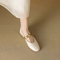 Giày nữ đế thấp PU trượt, cao su, mũi tròn