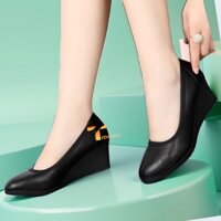 giày nữ đế xuồng 5cm trung niên tặng mẹ , giày nữ chất da thật siêu mềm êm chân