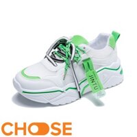 Giày Nữ Độn Đế Sneaker Thể Thao Nữ Choose Viền Màu Nổi Bật Đặc Sắc Xanh Vàng Hồng Trắng G2911