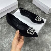 Giày nữ, giày búp bê nữ da mềm phối mặt khóa đá B thời trang mã H113