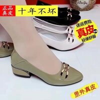 Giày nữ gót chunky thương hiệu mới, ưu đãi đặc biệt, giày công sở mùa hè đa năng, đế mềm, giày slip-on cho các bà mẹ 2025