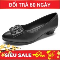 Giày nữ gót vuông 3cm da siêu mềm VNXK 3P07D