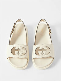 Giày Nữ Gucci Interlocking-GG Slingback White Leather Sandals