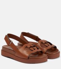 Giày Nữ Gucci Interlocking-GG Slingback Brown Leather Sandals