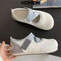 Giày nữ HOMEIN, Giày nữ lưới chống trượt, Giày thể thao trắng mũi tròn giải trí dành cho nữ bé gái