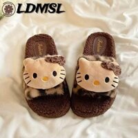 Giày Nữ LDMSL, Dép Hello Kitty Sang Trọng In Da Báo, Phim Hoạt Hình Chống Trơn Trượt Dễ Thương Sanrio Babouche Trong Nhà