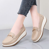 Giày nữ Liansheng Giày mẹ tăng chiều cao đế dày khóa kim loại cỡ lớn