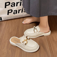Giày Nữ Lười Phiên Bản Hàn Quốc Nửa Trượt Ngón Chân Giày Đi Biển Slip-O