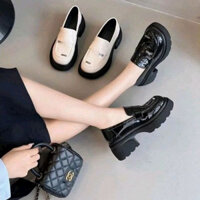 Giày Nữ Moca Giầy Minmin Da Bóng Mềm Đế Cao Su Non 5cm Phong Cách Nhật Bản