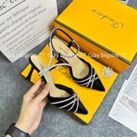 Giày nữ ngoại cỡ, size nhỏ, mẫu bít mũi có quai xoàn đá sáng chân hậu hở có bản nút rút size 32_45