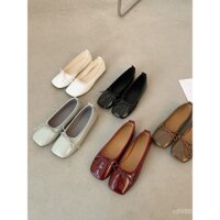 Giày nữ phong cách Pháp, đế phẳng, kiểu Chanel, giày lười mới mùa xuân và thu 2025, giày Mary Jane mũi vuông màu đen NMKD