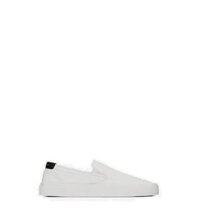 Giày Nữ Saint Laurent Venice Slip-On Sneakers In Canvas Leather 'Optic White'