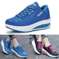 Giày nữ sẵn sàng giày nữ nêm thông thường giày thể thao định hình ups giày đế bệt cao Pu leather009 LHC5