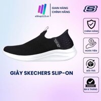 Giày Nữ Skechers Slip On Ultra Flex 2023 giày lười tăng chiều cao màu đen