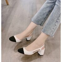 Giày nữ slingback đen trắng