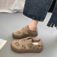 Giày Nữ Sneaker Đế Bằng Nâu Cao 3cm MASP GIAYHOANAU