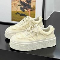 Giày Nữ sneaker vải tua rua đế cao 5cm