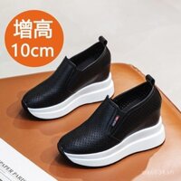 Giày nữ tăng chiều cao bên trong siêu nhẹ 2024 Mẫu Mới Xuân hè thoáng khí thân nhỏ giày trắng Gót Nhọn Nữ 10 cm