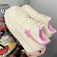 Giày nữ tăng chiều cao đế dày DAXINGZHE Giày đế xốp Giày đế bằng thường ngày Giày da trắng