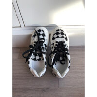 Giày Nữ thể thao Đen Trắng kẻ Caro Dream thắt dây phía trước new size 35 như hình ảnh
