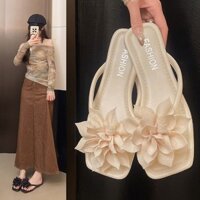 Giày nữ thời trang dép đế bằng cao su PU