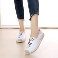 Giày nữ thời trang Hàn Quốc, giày thể thao in hình mèo, giày bệt vải canvas009 UEVU