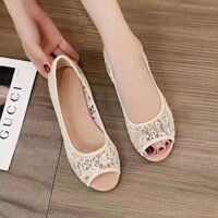 Giày nữ thời trang mũi tròn, giày lười lưới, kích thước 35-40