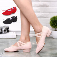 Giày nữ vải canvas, giày giáo viên, giày tập yoga, đế mềm có gót, giày múa ballet tiêu chuẩn quốc gia, giày múa dân tộc cho phụ nữ 009 EDZG