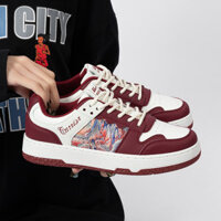 Giày nữ Warrior, giày nam, giày thể thao 2024 xuân thu, bề mặt da thoáng khí, tranh mực đen trắng, giày thể thao 0996