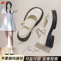 Giày nữ Warrior Mary Jane 2025, giày cao gót mùa xuân để kết hợp với váy, đế dày, giày da nhỏ màu trắng đa năng cho phụ nữ