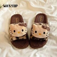 Giày Nữ WAY2TOP, Dép Hello Kitty Sang Trọng Chống Trơn Trượt, 2025 Kawaii Hoạt Hình Dễ Thương Sanrio Babouche Trong Nhà
