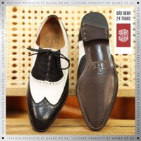 Giày Oxford đế cao su Pháp phối quần tây đẹp, giày tây nam cao cấp spectator đen trắng OXF_02C