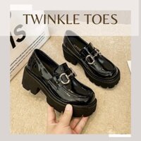 Giày Oxford Đốc Nữ Da Bóng Twinkle Toes Phong Cách Hàn Quốc