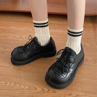 Giày oxford mũi tròn, giày lười nữ thiết kế đa năng 2 kiểu dây buộc đế dày thấp da mềm hàng Quảng Châu full box OU11