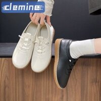 Giày Oxford mũi tròn thoải mái dành cho nữ Giày đế bằng thông minh buộc dây