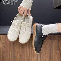 Giày Oxford mũi tròn thoải mái dành cho nữ Giày đế bằng thông minh buộc dây