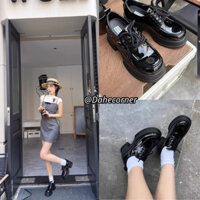 Giày Oxford nữ da bóng cao cấp đế dày cá tính phong cách vintage MR6 Dahe Corner