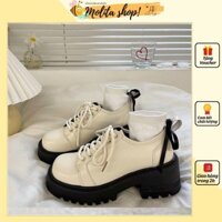 Giày Oxford Nữ Đế Bánh Mì Cao 6CM Chất Da Mềm Cao Cấp Kiểu Dáng Cá Tính Mùa Xuân 2023 (Boots Nữ) BM017-Molita