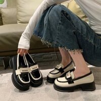 Giày Oxford nữ Đế CAO Dày Đính Nơ QUAI NGANG Phong Cách Anh Quốc Sang Trọng LuxyShoes LX34 ( LÙI 1 SIZE )