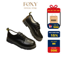 Giày oxford nữ, giày loafer nữ da mềm cao cấp màu đen đế cao FOXY - FOX058