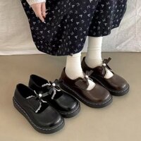 Giày Oxford Nữ Phong Cách Hàn Quốc 2025 Phong Cách Mới Đế Dày 3CM Đen / Nâu Phong Cách Preppy Giày Da Gothic Giày