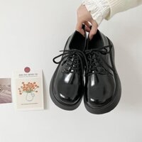 Giày Oxford Nữ Ulzzang Vintage, Kiểu Dáng Lolita Buộc Dây Mũi Tròn Phong Cách Retro, Hàn Quốc - Iclassy_shoes ViP