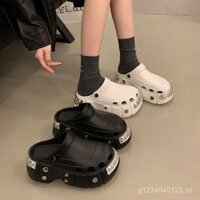 Giày Paris Hole cho phụ nữ, sandal đế dày tăng chiều cao có đinh, dép kín mùa hè ngoài trời, sandal bãi biển BIQX