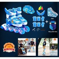 Giày Patin siêu xịn Gupaisy Bản Male Bánh phát sáng + Bộ bảo vệ tay chân + Túi + Mũ (Giày Trượt Patanh cao cấp)