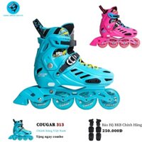 Giày Patin Trẻ Em Cougar MZS 313-QS (8 Bánh Đèn LED Siêu Sáng) Chính Hãng + Tặng Bộ Bảo Hộ 6 Món Chính Hãng