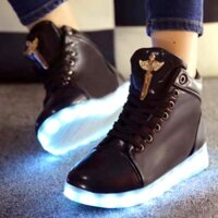 Giày phát Sáng Chữ Thập Cao Cổ Nam Nữ 8 Chế độ Sáng Thay Đổi Màu.Giày Thể Thao Đèn led Thời Trang Xuân Hè Hàn Quốc Cho C