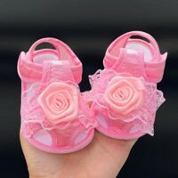Giày Phong Cách Công Chúa Bé Gái 0-1 Tuổi Giày Cho Bé Giày Vải Đế Mềm Thoáng Khí Chống Rơi Giày Sandal Tập Đi 24.1