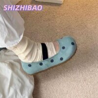 Giày Polka Dot Mary Jane Dễ Thương Nữ 2 Mùa Xuân Mới Giày Puff Đáy Mềm